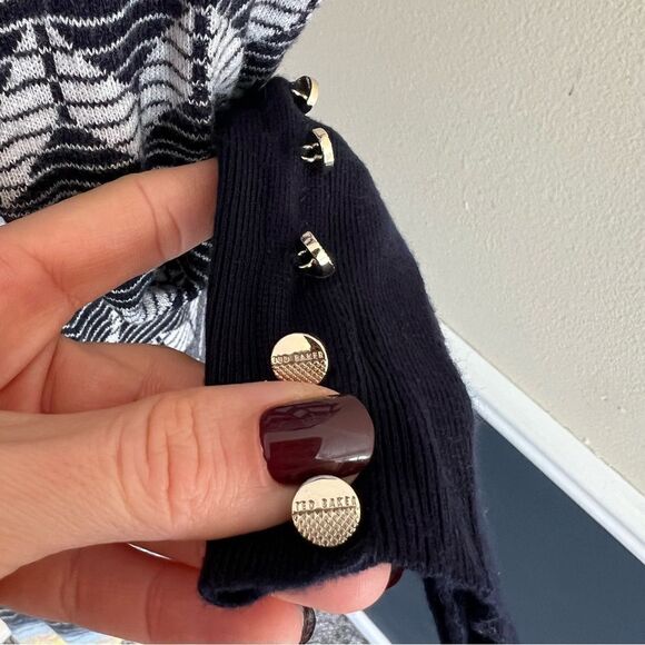 TED BAKER Holliis Chevron Sweater Knit Collared Polo Midi Dress - Picture 8 of 15